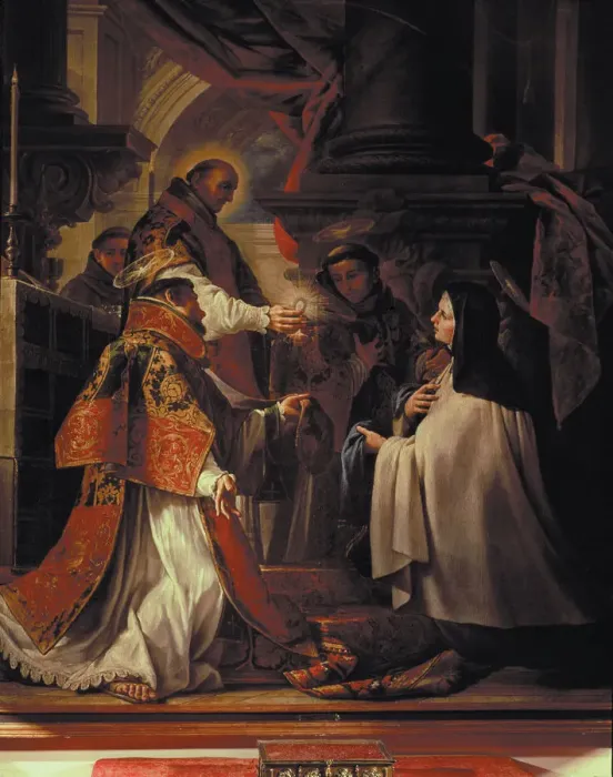 Framed Print : Santa Teresa receiving communion, St. Teresa of Avila (1515-1582), Spanish religious writer Framed Print : Santa Teresa receiving communion, St. Teresa of Avila (1515-1582), Spanish religious writer