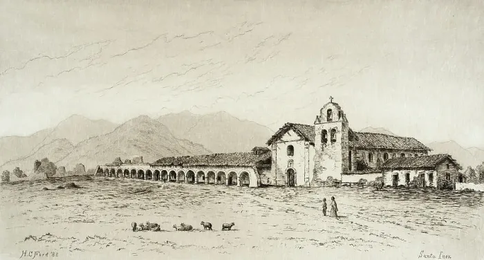 Framed Print : Santa Ynez, Published in 1883. Creator: Henry Chapman Ford Framed Print : Santa Ynez, Published in 1883. Creator: Henry Chapman Ford