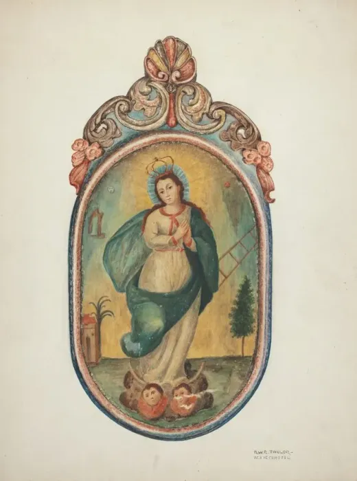 Framed Print : Santo de Retablo (Virgin Mary), 1939 / 1940. Creators: Robert W. R Framed Print : Santo de Retablo (Virgin Mary), 1939 / 1940. Creators: Robert W. R