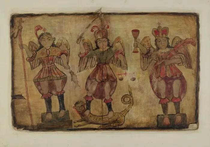 Framed Print : Santos Retablos, 1936. Creator: Maude Valle Framed Print : Santos Retablos, 1936. Creator: Maude Valle