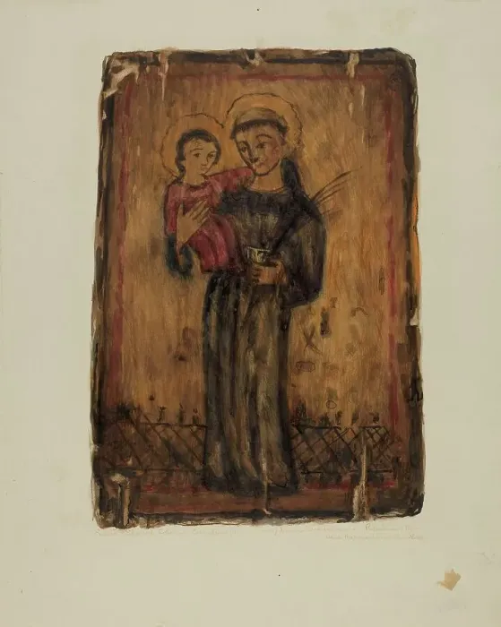 Framed Print : Santos Retablos, 1936. Creator: Maude Valle Framed Print : Santos Retablos, 1936. Creator: Maude Valle