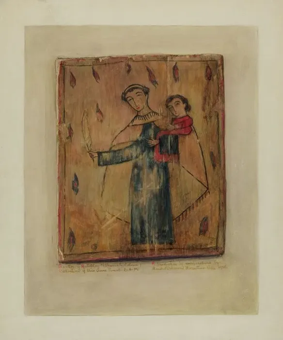 Framed Print : Santos Retablos, 1936. Creator: Maude Valle Framed Print : Santos Retablos, 1936. Creator: Maude Valle