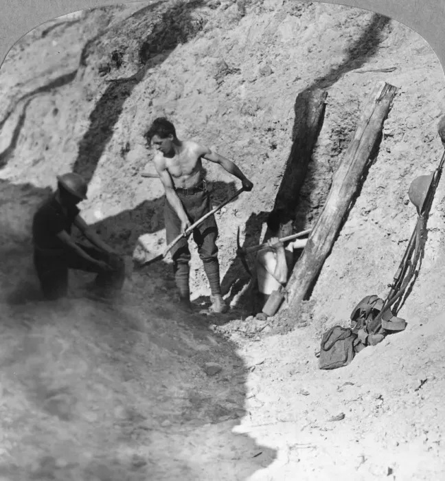 Framed Print : Sappers and miners at work, Ypres salient, Belgium, World War I, c1915-c1917. Artist: Realistic Travels Publishers Framed Print : Sappers and miners at work, Ypres salient, Belgium, World War I, c1915-c1917. Artist: Realistic Travels Publishers