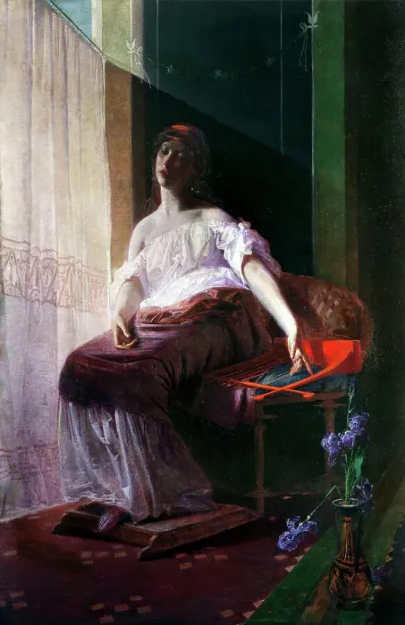 Framed Print : Sappho. Private Collection Framed Print : Sappho. Private Collection