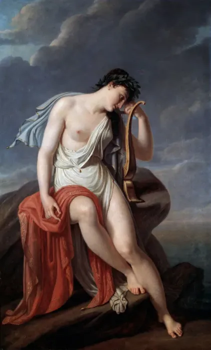 Framed Print : Sappho on the Lefkadas Cliff, early 19th century Framed Print : Sappho on the Lefkadas Cliff, early 19th century