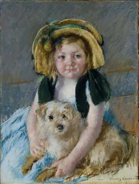Framed Print : Sara with her dog, ca 1901 Framed Print : Sara with her dog, ca 1901