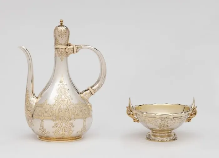 Framed Print : Saracenic Coffee Pot and Sugar Bowl, 1895. Creator: Tiffany & Co Framed Print : Saracenic Coffee Pot and Sugar Bowl, 1895. Creator: Tiffany & Co
