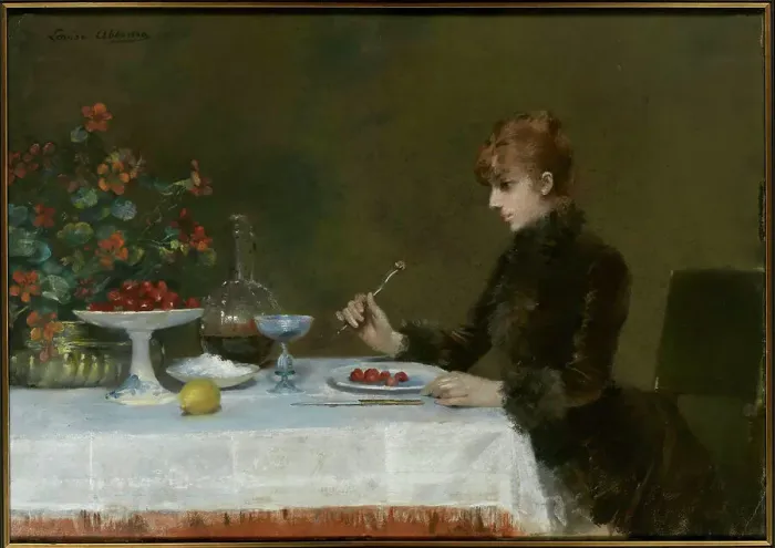 Framed Print : Sarah Bernhardt à table, 1885. Creator: Abbéma, Louise (1853-1927)