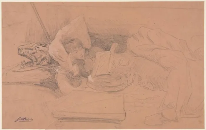 Framed Print : Sarah Bernhardt Reclining on a Divan, Reading, c Framed Print : Sarah Bernhardt Reclining on a Divan, Reading, c