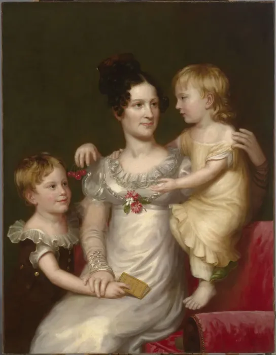 Framed Print : Sarah Weston Seaton with her Children Augustine and Julia, c. 1815 Framed Print : Sarah Weston Seaton with her Children Augustine and Julia, c. 1815