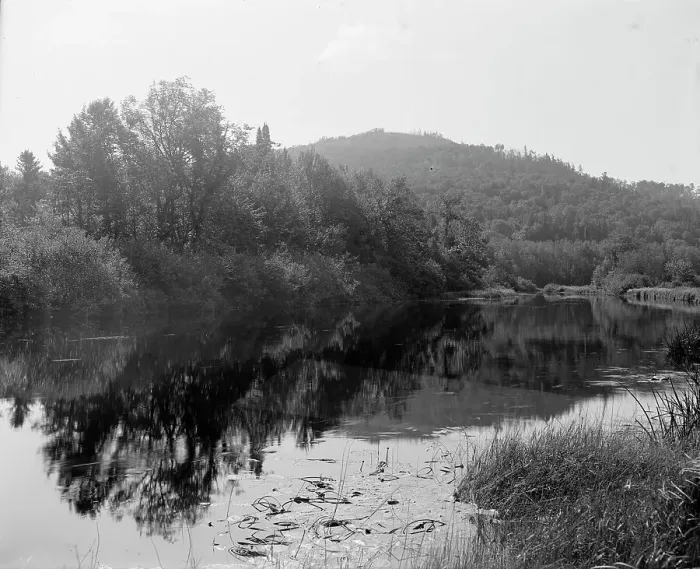Framed Print : Saranac River below Saranac Lake, Adirondack Mts.N.Y. between 1900 and 1910. Creator: Unknown Framed Print : Saranac River below Saranac Lake, Adirondack Mts.N.Y. between 1900 and 1910. Creator: Unknown