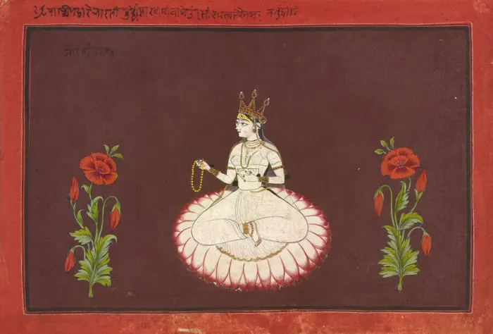 Framed Print : Saraswati, folio from a Goddess series, ca. 1680-1700. Creator: Wajid Framed Print : Saraswati, folio from a Goddess series, ca. 1680-1700. Creator: Wajid
