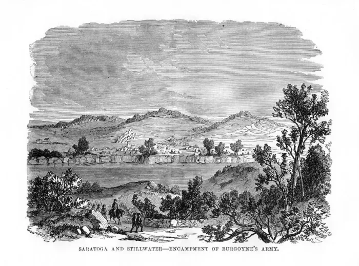 Framed Print : Saratoga and Stillwater, Encampments of Burgoynes Army, 1777, (1872) Framed Print : Saratoga and Stillwater, Encampments of Burgoynes Army, 1777, (1872)
