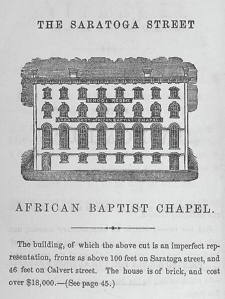 The Saratoga Street African Baptist Chapel, 1859. Creator: Unknown