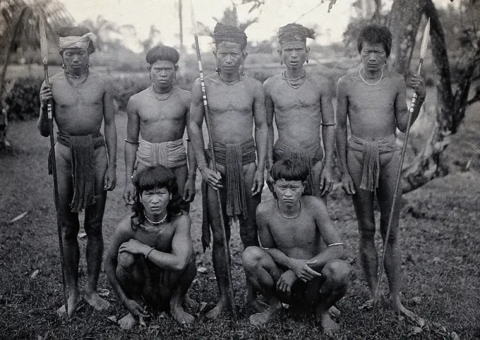 Framed Print : Sarawak: a group of Kelabit men, c1900. Creator: Unknown Framed Print : Sarawak: a group of Kelabit men, c1900. Creator: Unknown