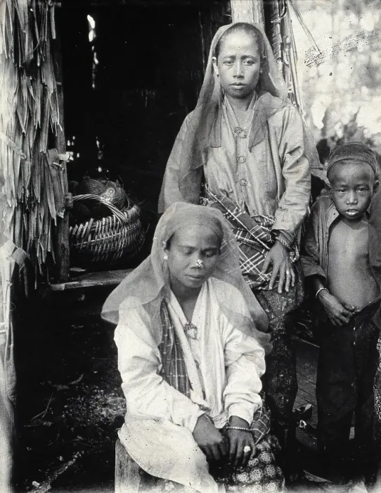 Framed Print : Sarawak: two Malay women and a child, c1900. Creator: Unknown