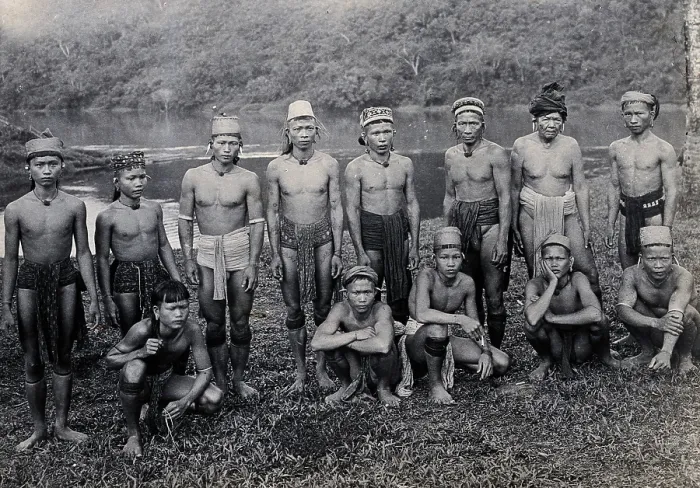 Framed Print : Sarawak: people of a Long Pokun tribe from the Upper Tinjar region, c19th century. Creator: Unknown Framed Print : Sarawak: people of a Long Pokun tribe from the Upper Tinjar region, c19th century. Creator: Unknown