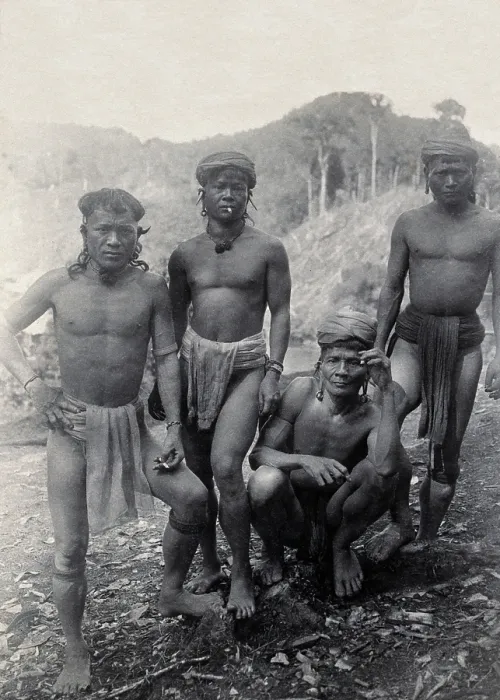 Framed Print : Sarawak: four Punan men, c1900. Creator: Unknown