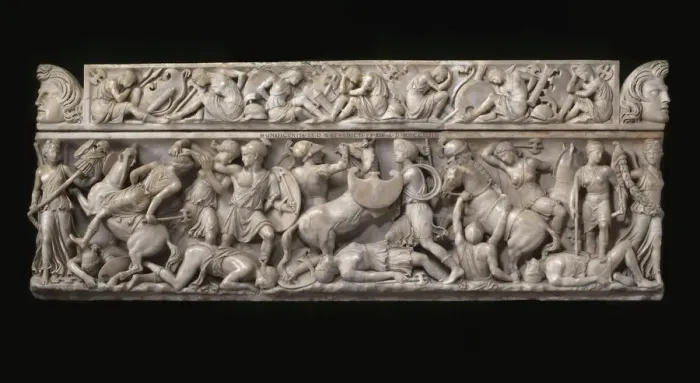 Framed Print : Sarcophagus with battle scenes between the Greeks and the Amazons, 2nd cen. AD Framed Print : Sarcophagus with battle scenes between the Greeks and the Amazons, 2nd cen. AD