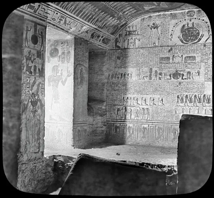 Framed Print : Sarcophagus and burial chamber of Rameses VI, Valley of the Kings, Egypt, c1890. Artist: Newton & Co Framed Print : Sarcophagus and burial chamber of Rameses VI, Valley of the Kings, Egypt, c1890. Artist: Newton & Co