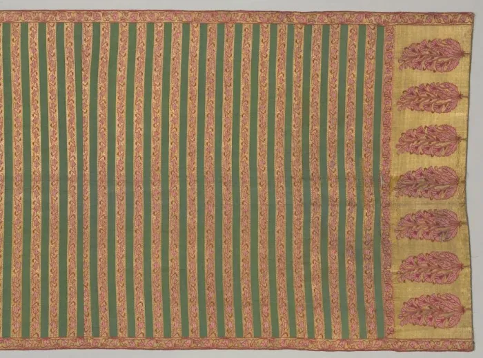 Framed Print : Sash with flora and banded field, 1700s. Creator: Unknown Framed Print : Sash with flora and banded field, 1700s. Creator: Unknown