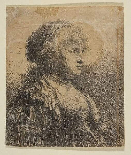 Saskia with Pearls in Her Hair, 1634. Creator: Rembrandt Harmensz van Rijn