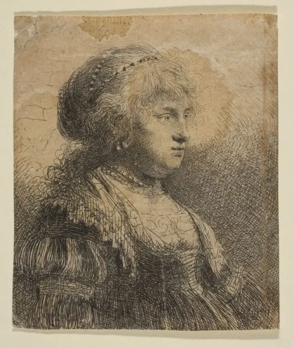 Framed Print : Saskia with Pearls in Her Hair, 1634. Creator: Rembrandt Harmensz van Rijn Framed Print : Saskia with Pearls in Her Hair, 1634. Creator: Rembrandt Harmensz van Rijn