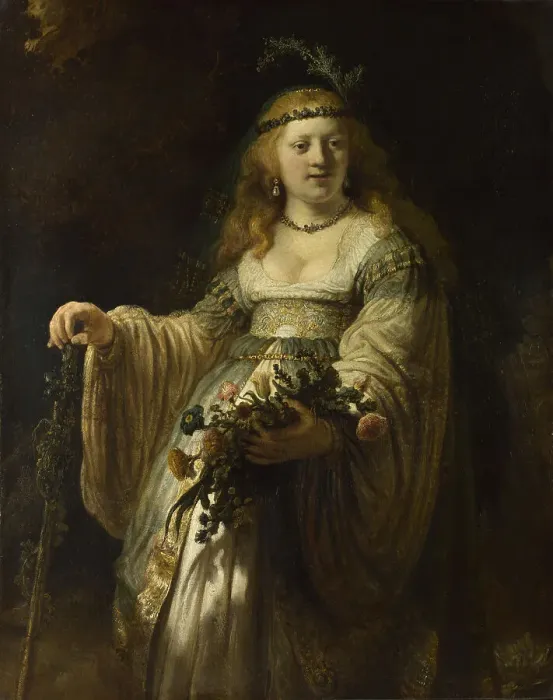 Framed Print : Saskia van Uylenburgh in Arcadian Costume, 1635. Artist: Rembrandt van Rhijn (1606-1669) Framed Print : Saskia van Uylenburgh in Arcadian Costume, 1635. Artist: Rembrandt van Rhijn (1606-1669)