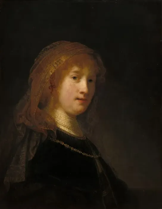 Framed Print : Saskia van Uylenburgh, the Wife of the Artist, probably begun 1634 / 1635 Framed Print : Saskia van Uylenburgh, the Wife of the Artist, probably begun 1634 / 1635