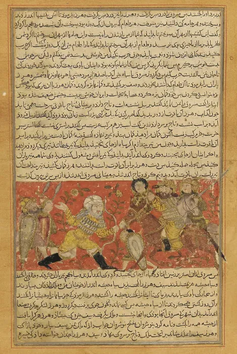Framed Print : Sassanid general Wahrez killing the Ethiopian Aksumite king Masruq ibn Abraha. From Tarikhnama by Ba Creator: Anonymous Framed Print : Sassanid general Wahrez killing the Ethiopian Aksumite king Masruq ibn Abraha. From Tarikhnama by Ba Creator: Anonymous