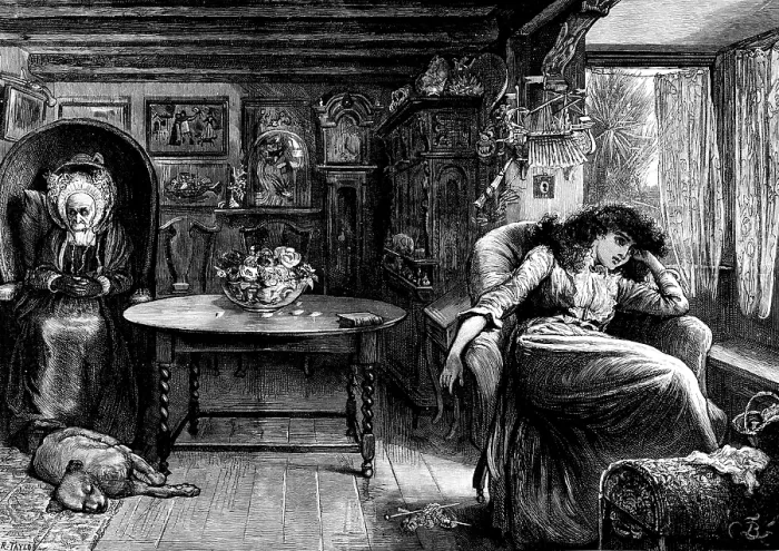 Framed Print : She sat leaning back in a low chair, her face turned towards the window, 1890. Creator: R. Taylor Framed Print : She sat leaning back in a low chair, her face turned towards the window, 1890. Creator: R. Taylor