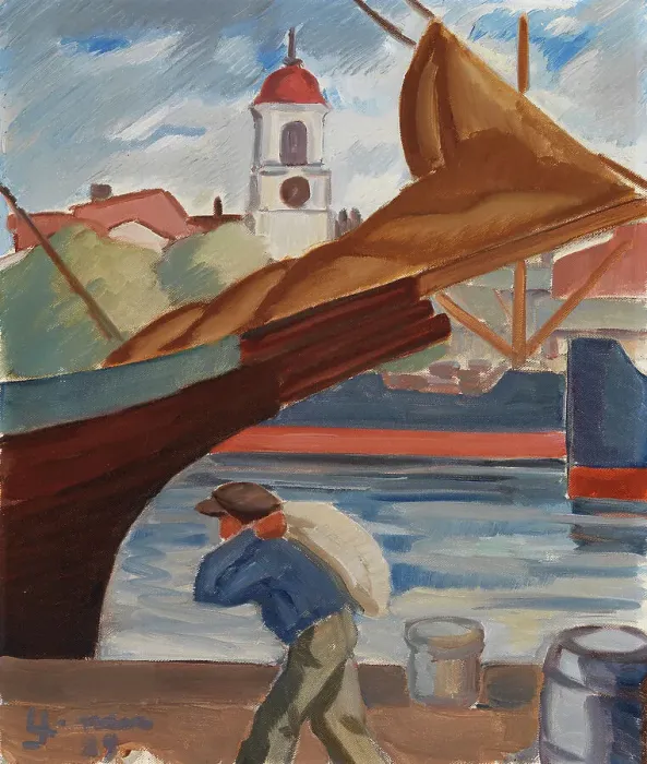 Framed Print : Satama, 1929. Creator: Vihtori Ylinen Framed Print : Satama, 1929. Creator: Vihtori Ylinen