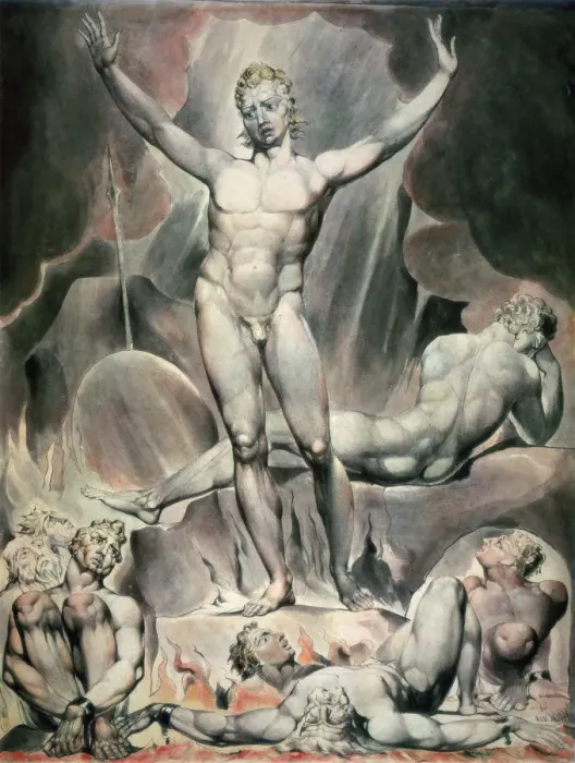 Framed Print : Satan Arousing the Rebel Angels, 1808. Artist: William Blake