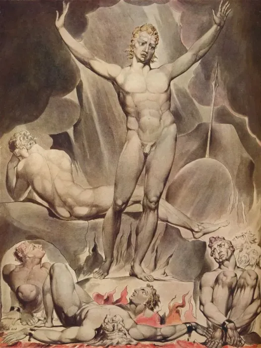 Framed Print : Satan Arousing the Rebel Angels, 1808. Artist: William Blake Framed Print : Satan Arousing the Rebel Angels, 1808. Artist: William Blake