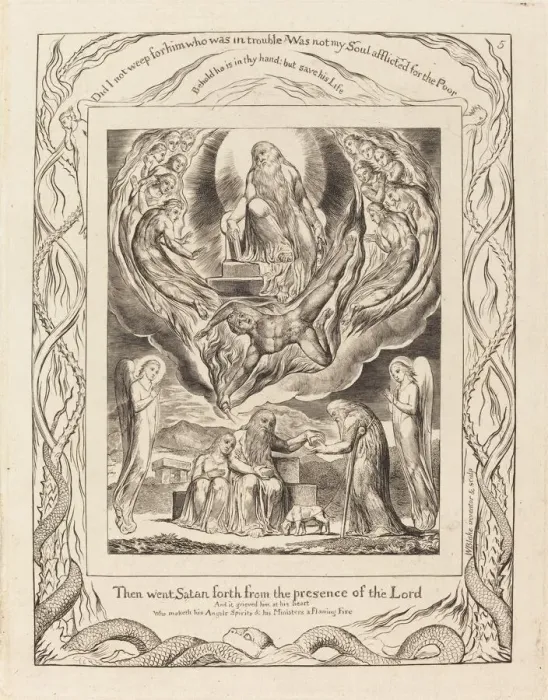 Framed Print : Satan Going Forth from the Presence of the Lord, 1825. Creator: William Blake Framed Print : Satan Going Forth from the Presence of the Lord, 1825. Creator: William Blake