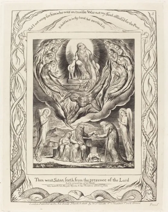 Framed Print : Satan Going Forth from the Presence of the Lord, 1825. Creator: William Blake Framed Print : Satan Going Forth from the Presence of the Lord, 1825. Creator: William Blake