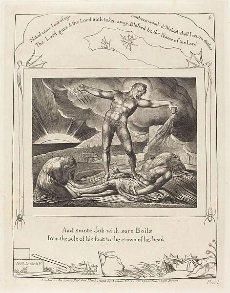 Satan Smiting Job with Boils, 1825. Creator: William Blake