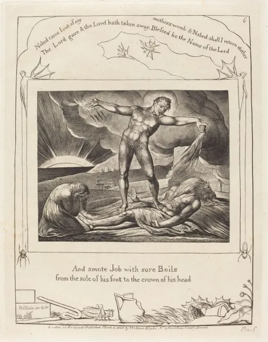 Framed Print : Satan Smiting Job with Boils, 1825. Creator: William Blake