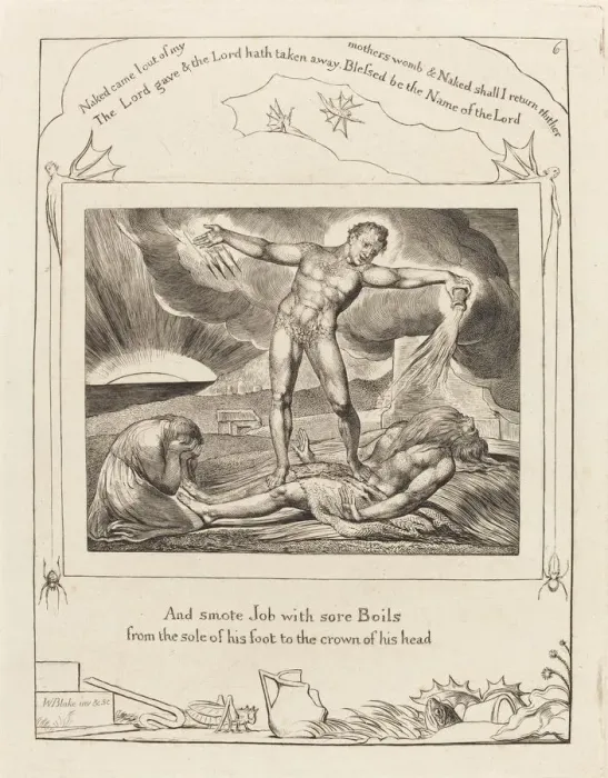 Framed Print : Satan Smiting Job with Boils, 1825. Creator: William Blake Framed Print : Satan Smiting Job with Boils, 1825. Creator: William Blake