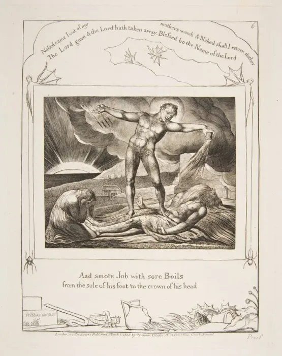 Framed Print : Satan Smiting Job with Boils, from Illustrations of the Book of Job, 1825-26 Framed Print : Satan Smiting Job with Boils, from Illustrations of the Book of Job, 1825-26