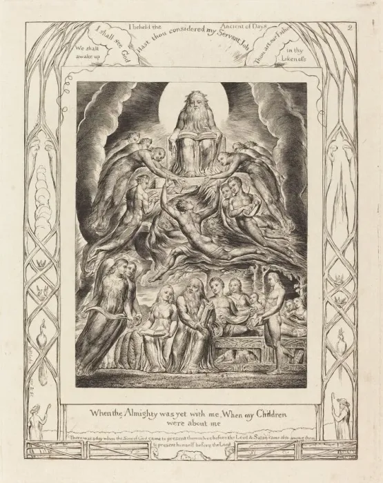Framed Print : Satan Before the Throne of God, 1825. Creator: William Blake Framed Print : Satan Before the Throne of God, 1825. Creator: William Blake