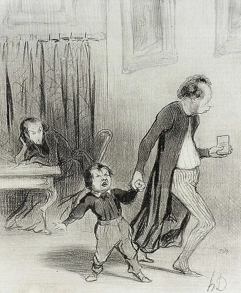 Satáne piallard d'enfant va!...laisse moi donc composer en paix mon ode... 1844. Creator: Honore Daumier