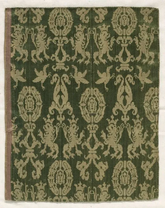 Framed Print : Satin Fragment, 15th-16th century. Creator: Unknown