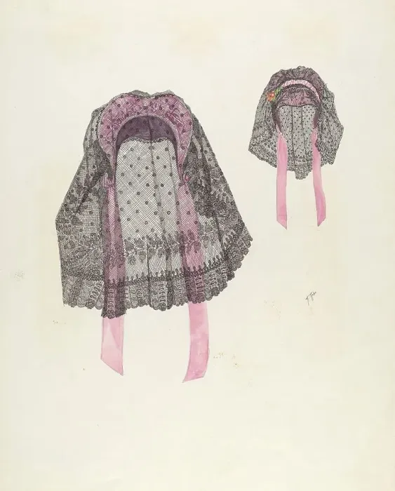 Framed Print : Satin and Lace Hat, c. 1937. Creator: Arelia Arbo Framed Print : Satin and Lace Hat, c. 1937. Creator: Arelia Arbo