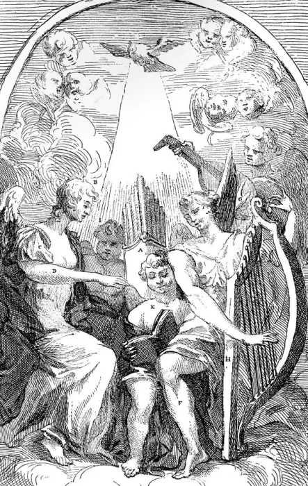 Framed Print : A Satire on the Altar-piece by Kent in St Clement Danes Church, Westminster, 1725. Artist: William Hogarth Framed Print : A Satire on the Altar-piece by Kent in St Clement Danes Church, Westminster, 1725. Artist: William Hogarth