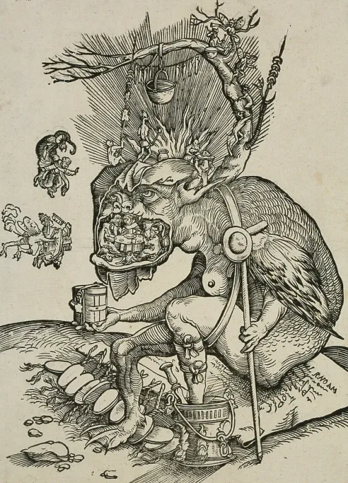Framed Print : Satire of Indulgence, before 1536. Creator: Gerung, Matthias (1500-1568 / 70) Framed Print : Satire of Indulgence, before 1536. Creator: Gerung, Matthias (1500-1568 / 70)