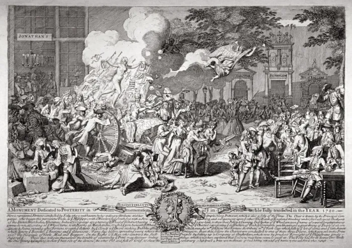 Framed Print : A satire on the South Sea Bubble, 1720. Artist: B Baron Framed Print : A satire on the South Sea Bubble, 1720. Artist: B Baron