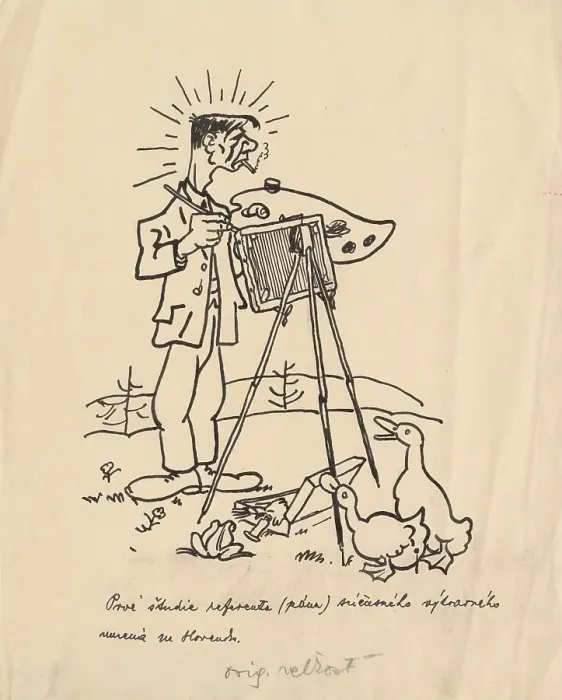 Framed Print : Satirical Drawing for a Magazine I. around 1940. Creator: Andrej Kovacik Framed Print : Satirical Drawing for a Magazine I. around 1940. Creator: Andrej Kovacik