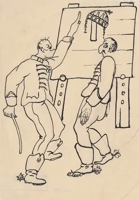 Framed Print : Satirical Drawing for a Magazine III. around 1940. Creator: Andrej Kovacik Framed Print : Satirical Drawing for a Magazine III. around 1940. Creator: Andrej Kovacik