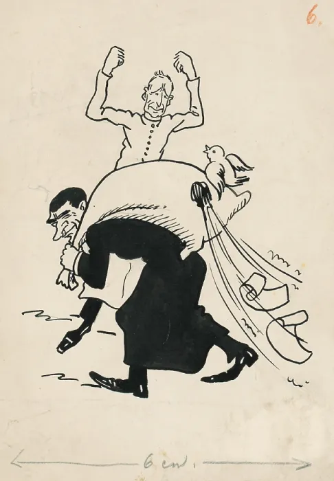 Framed Print : Satirical Drawing VI. around 1940. Creator: Andrej Kovacik